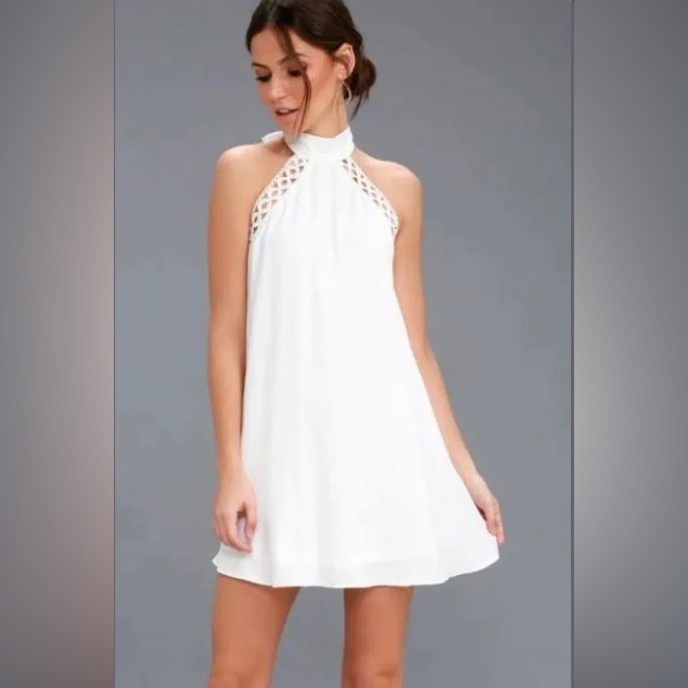 Lulus White Halter “Any Sway, Shape Or Form” Dres… - image 1